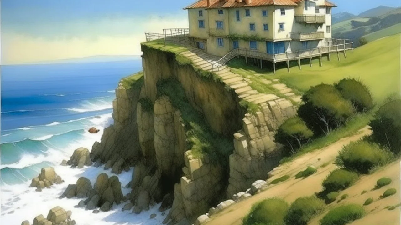 house on the cliff with sea views, Guido Borelli style