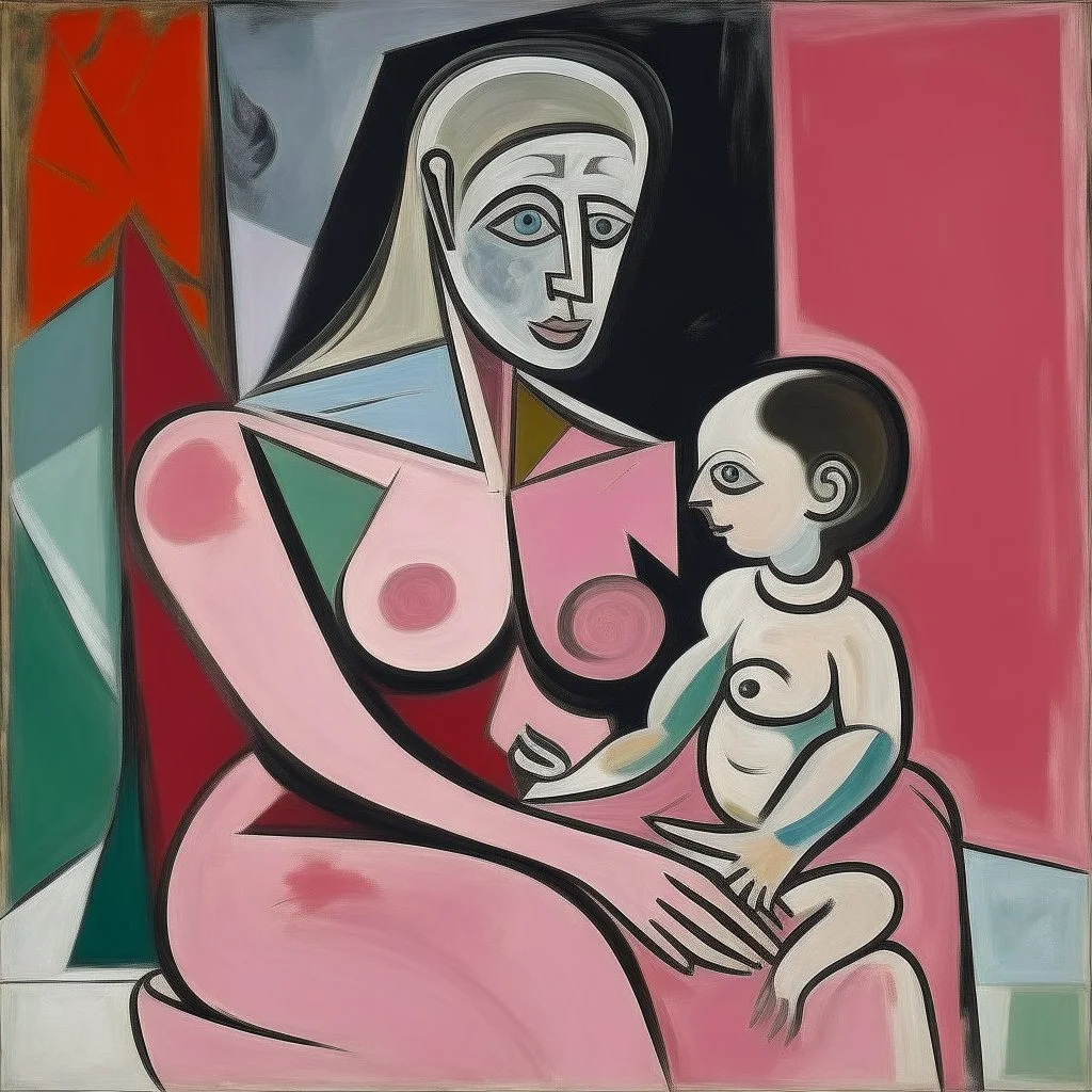 picasso Neoclassicism pink woman and child