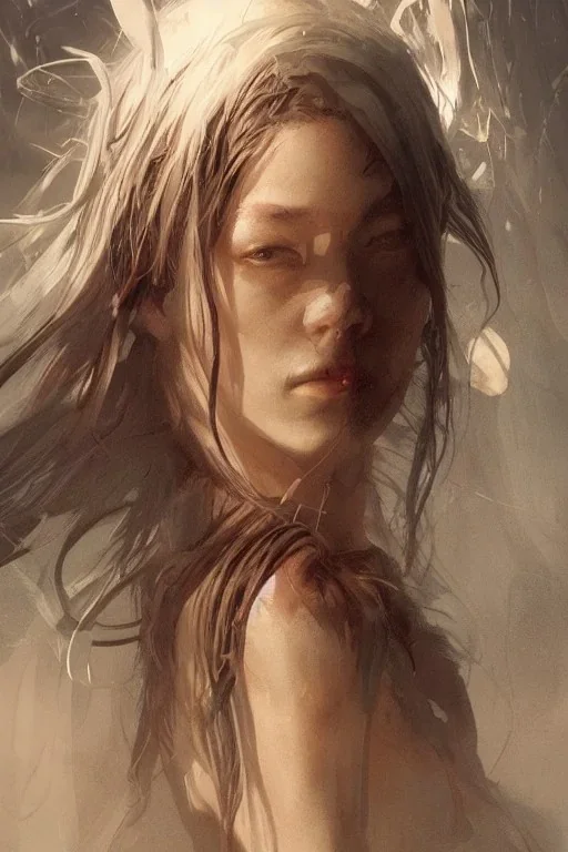 a female portrait, upclose, majestic, flow, illustration, concept art, by Greg Rutkowski, Sung Choi, Mitchell Mohrhauser, Maciej Kuciara, Johnson Ting