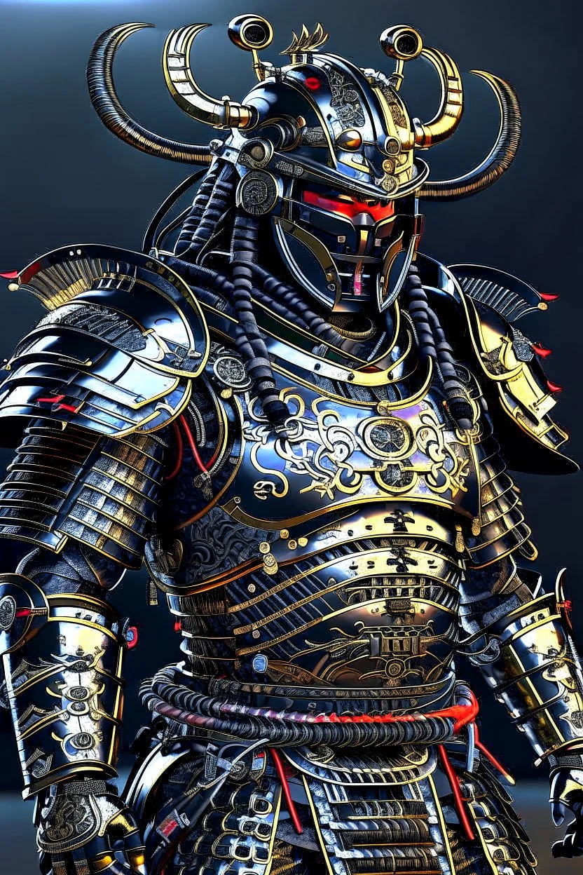 samurai wearing biomechanical armor, photorealistic