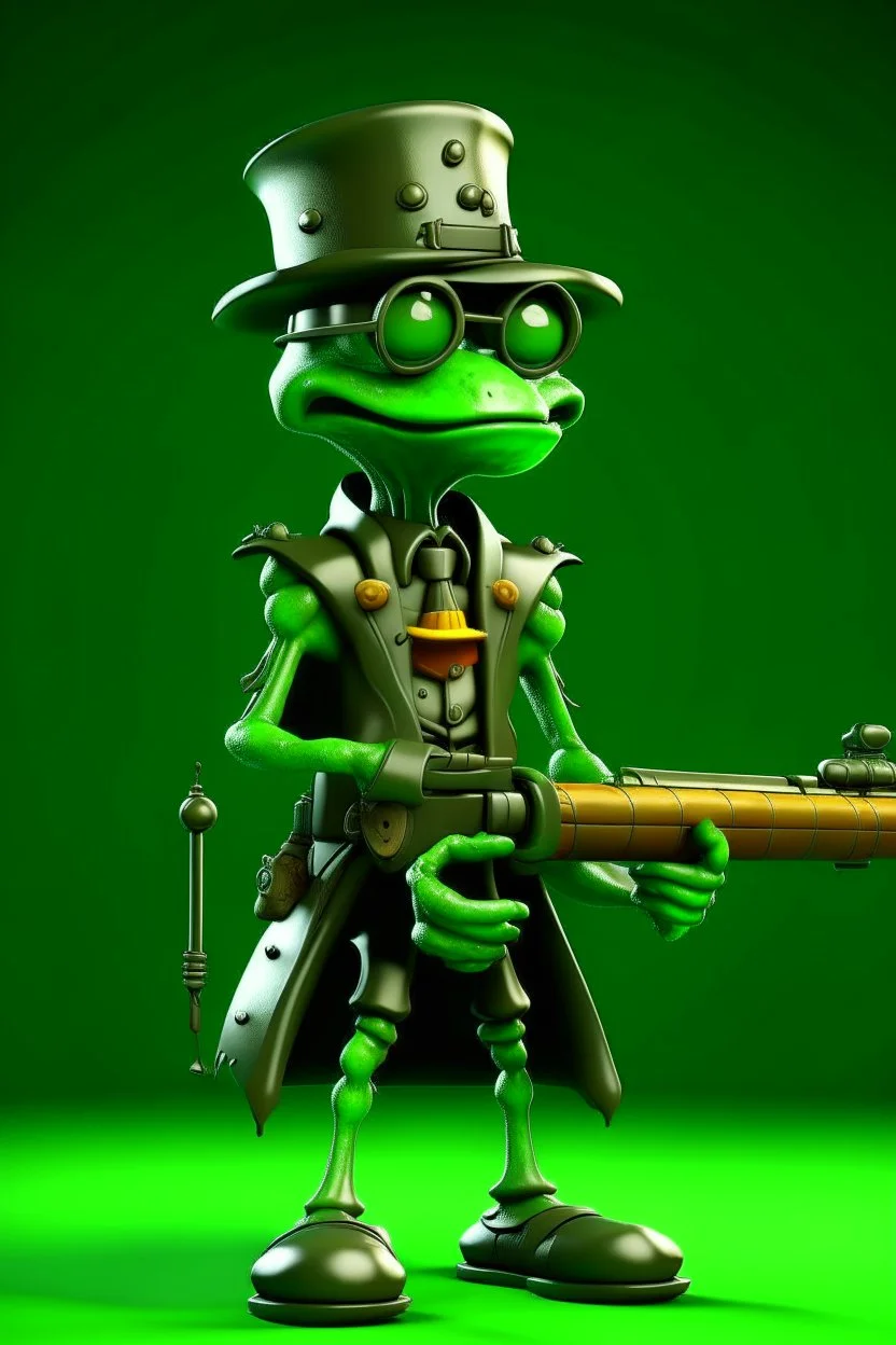 A plasmoid made of green slime wearing Groucho Marx glasses, leather armor and a fedora. He is wielding a crossbow.