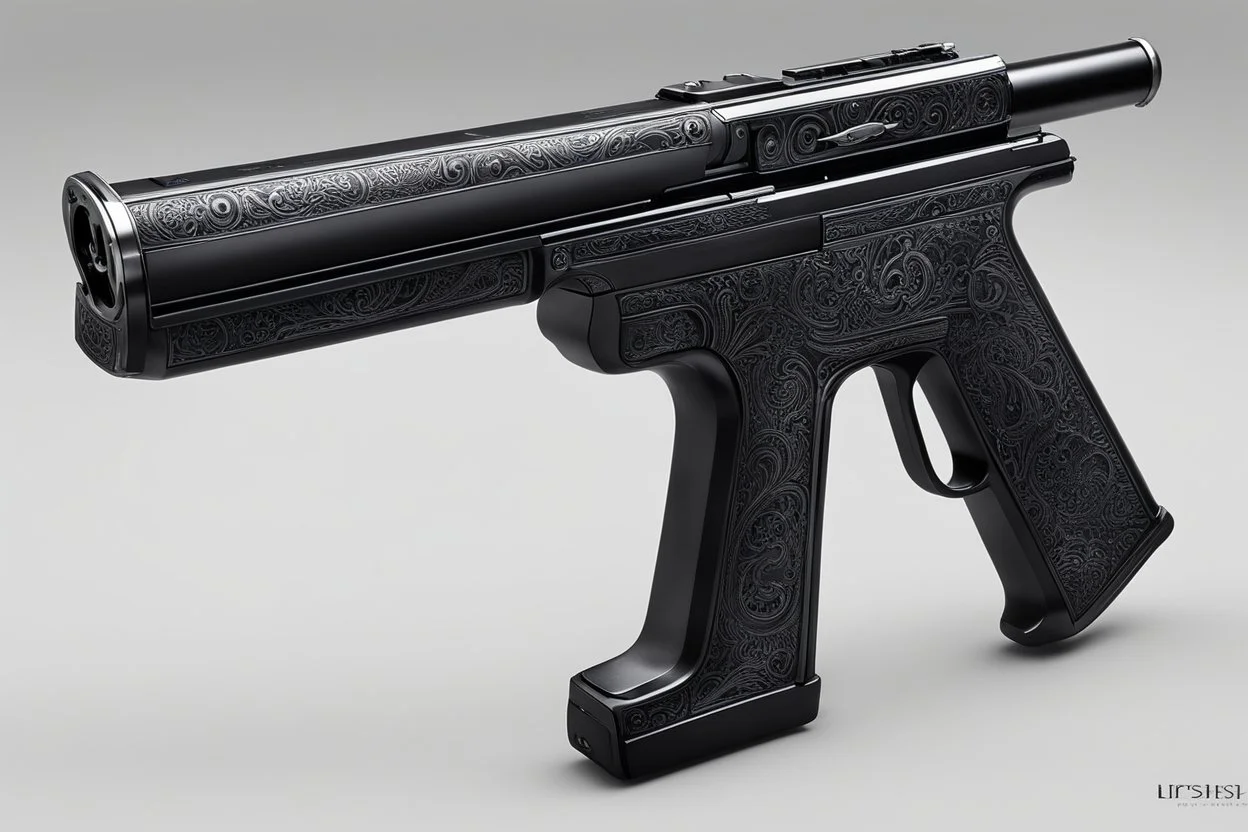 Ah, the stapler pistol, created by a demon with style. Picture this: a sleek, black weapon that combines the functionality of a stapler with the deadly precision of a pistol. The demon's craftsmanship is evident in every detail, from the polished metallic frame to the intricate engravings of infernal symbols along the barrel.