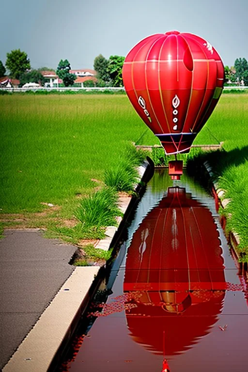 Red balloon coming from the drain