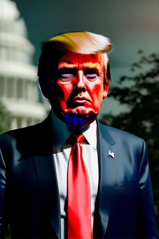 Ultra realistic image night, Donald trump zombie, suit, blood, torn arm, night, the walking dead style, dark ambient, highly detailed, White House background, concept art, unreal engine 5, ray tracing, RTX, ultra detail, volumetric lighting, high definition, high resolution.