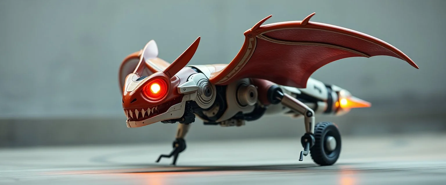 blind contour robot manta bat with no teeth, like space ship fighter jet massage master guru fast moving motion blur background, landing wheel gears