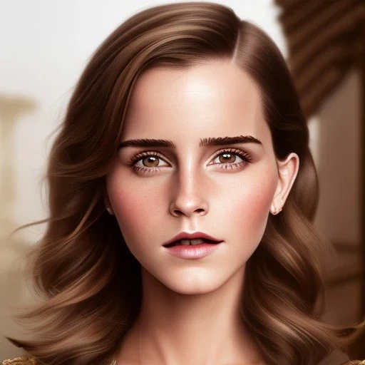 Emma Watson, ring gag, woolitize, frida, wide angle shot, full torso, intricate, oil on canvas, masterpiece, expert, insanely detailed, 4k resolution, retroanime style, cute big circular reflective eyes, cinematic smooth, intricate detail, soft smooth lighting, soft pastel colors, painted Renaissance style