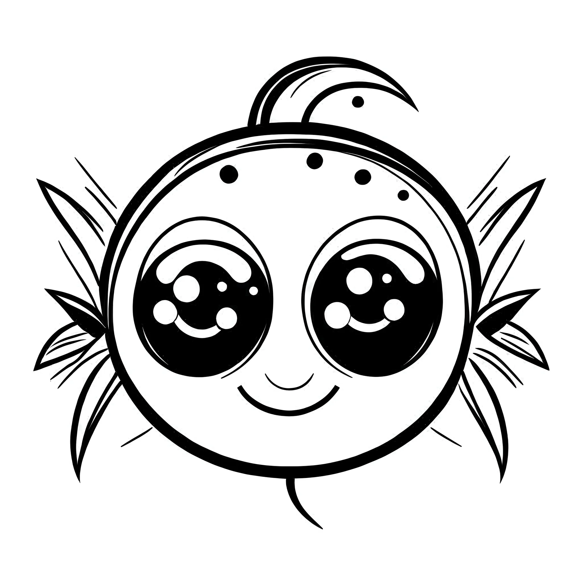 cute Fish, big cute eyes, pixar style, simple outline and shapes, coloring page black and white comic book flat vector, white background