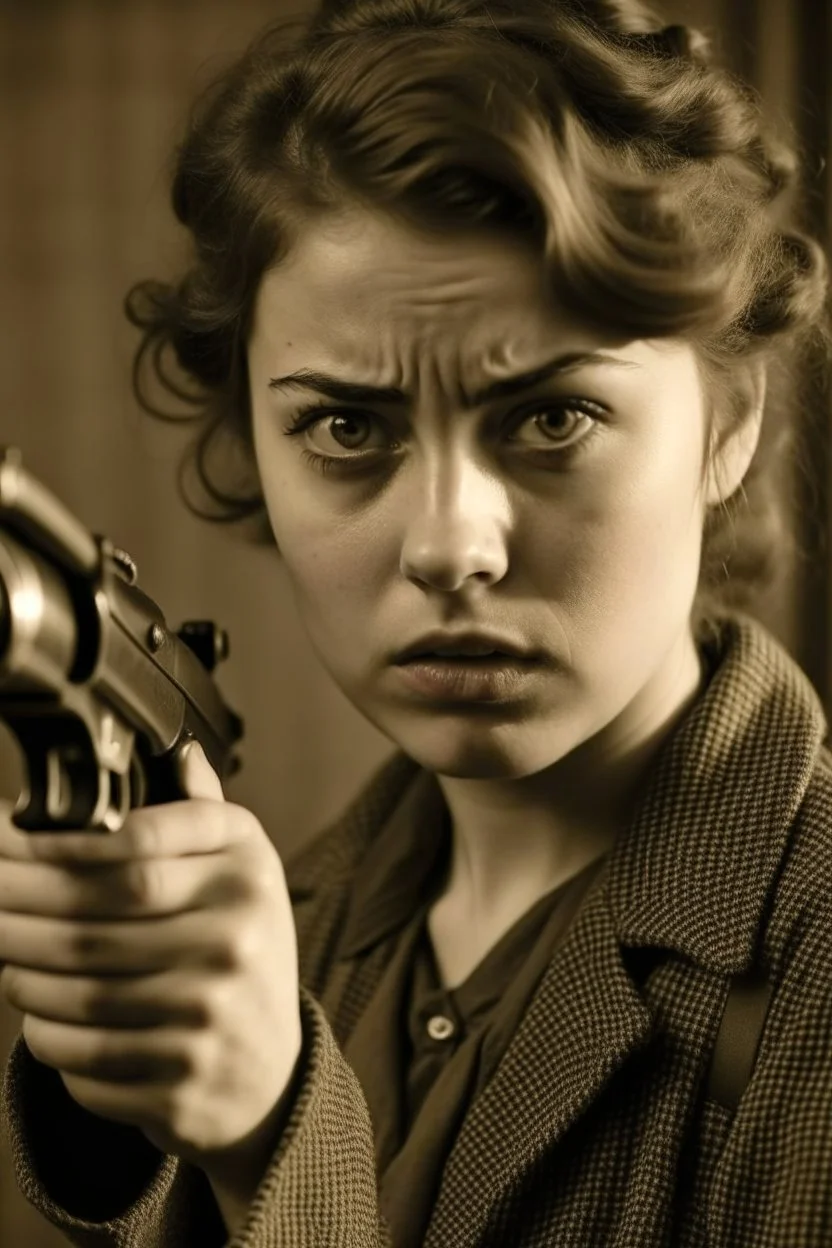 angry woman young 1920 gun