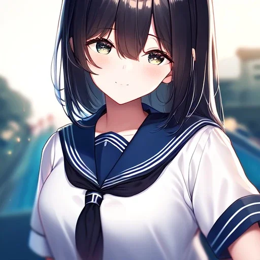 Clear focus,High resolution,High quality, One girl wearing a sailor uniform talking about Japanese