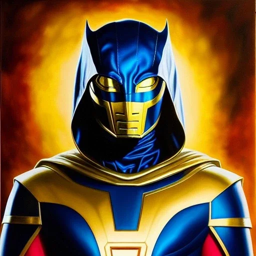 ultra detailed fullbody Portrait in oil on canvas of Dr. Fate with the Helm of Nabu ,intense stare,extremely detailed digital painting, extremely detailed face, Glowing red eyes, mystical colors ,perfectly centered image, perfect composition,rim light, beautiful lighting, 8k, stunning scene,extremely sharp detail, finely tuned detail, ultra high definition raytracing, in the style of Simon Bisley and robert e howard and Luis Royo and and Ohrai Noriyoshi