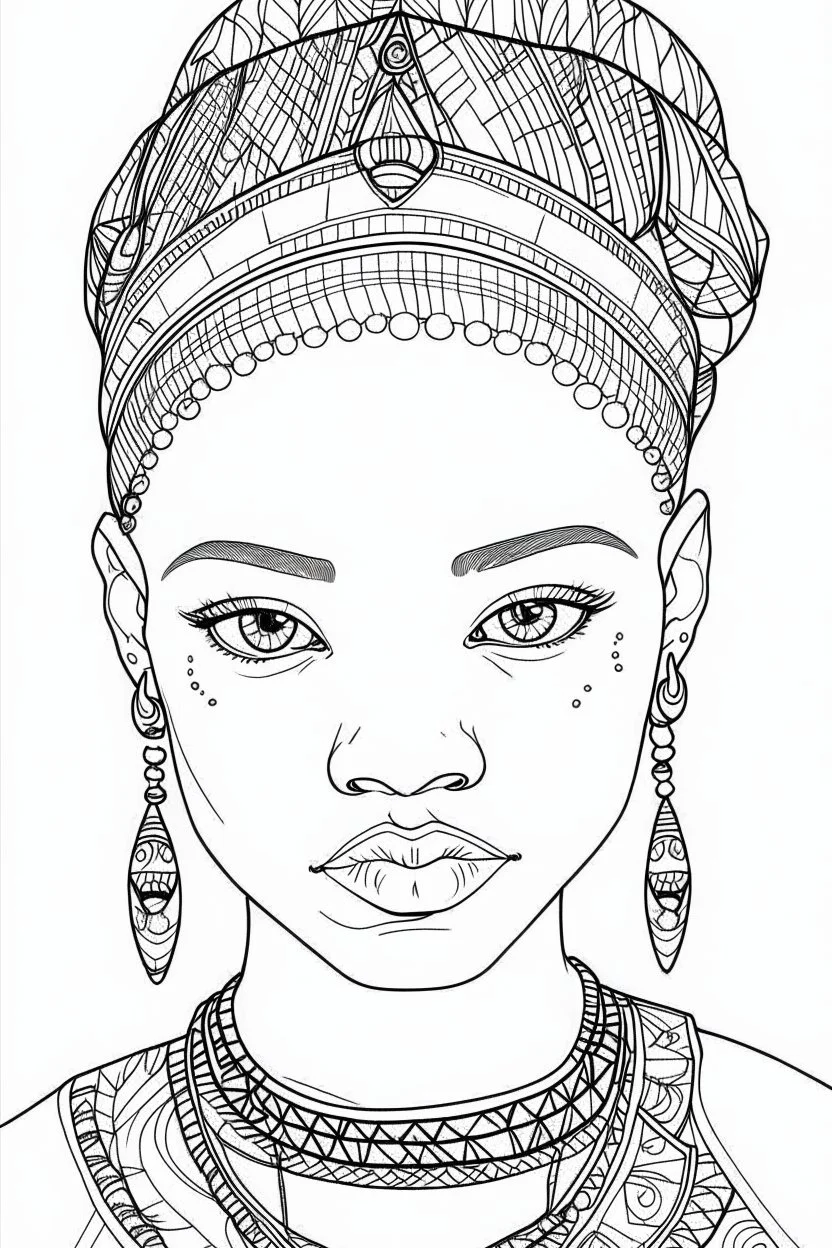 african girl face coloring page