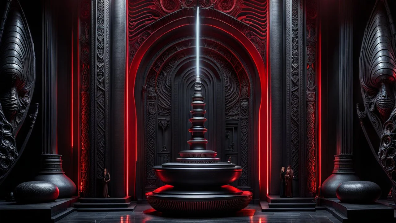 ragnarok. h. r. giger. red. fantasy concept art, exquisite realism, a masterpiece, dynamic lighting, hyperdetailed, intricately detailed, deep color, Unreal Engine, volumetric lighting , Epic cinematic brilliant stunning intricate meticulously detailed dramatic atmospheric maximal, CAMERA: Nikon Z7 | FOCAL LENGTH: 105mm | SHOT TYPE: Close-up | COMPOSITION: Centered | LIGHTING: Soft, directional