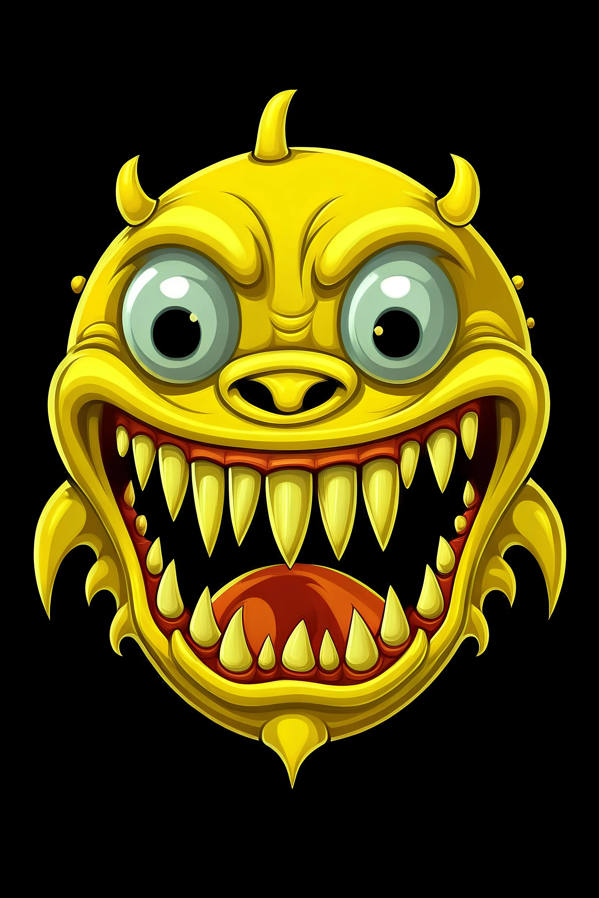 Winking covid virus with closed-mouth evil grin