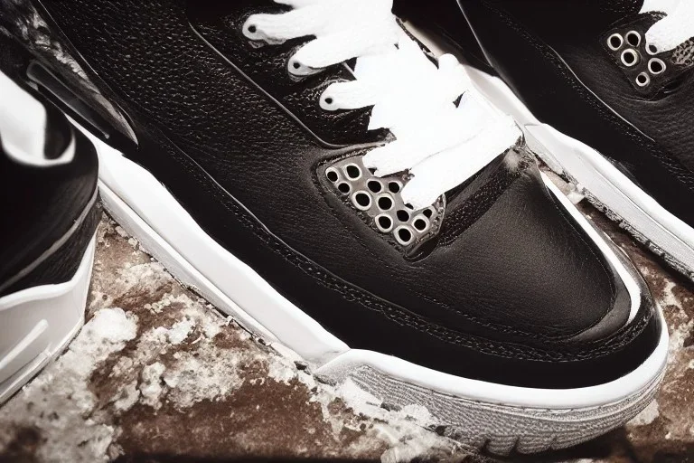 Jordan 3 black sneaker. In flames.