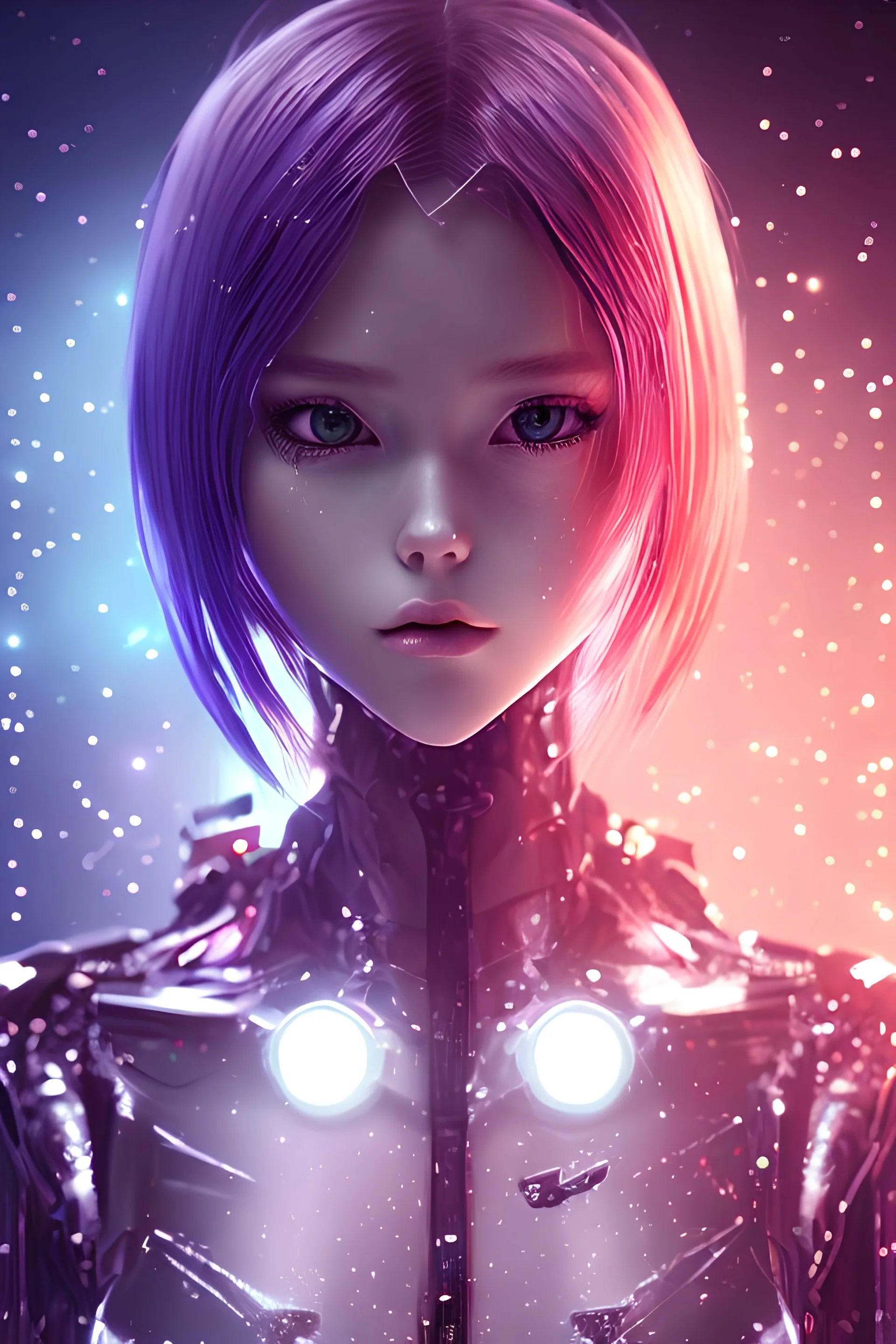 elfen lied, neon genesis evangelion, neuromancer, snow crash, photo-realistic, studio portrait, soft shadows, no contrast, professional color grading, tungsten light, 35mm, bokeh, lens flare