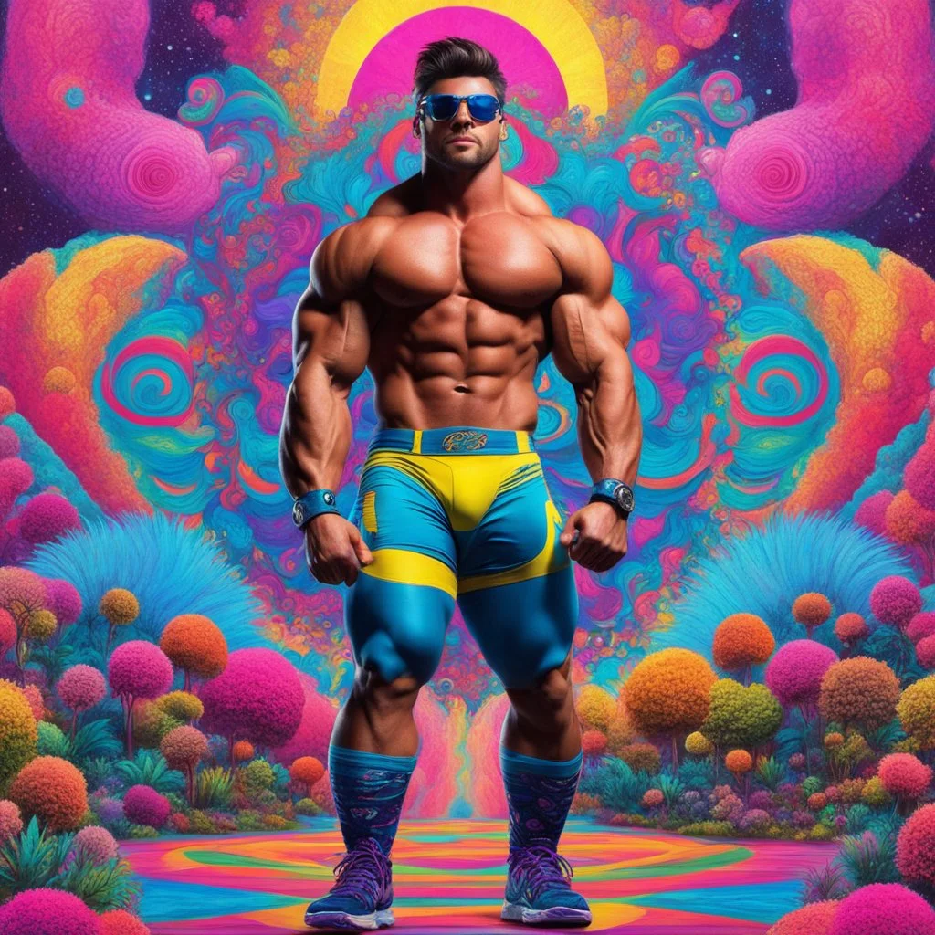 psychedelic steroids: simultaneously half hyper masculine and half hyper feminine