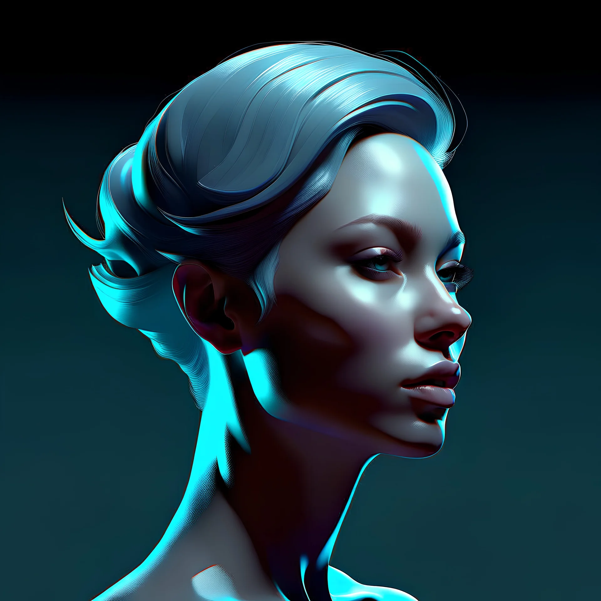 digital art minimal beautiful artistic woman head unreal engine