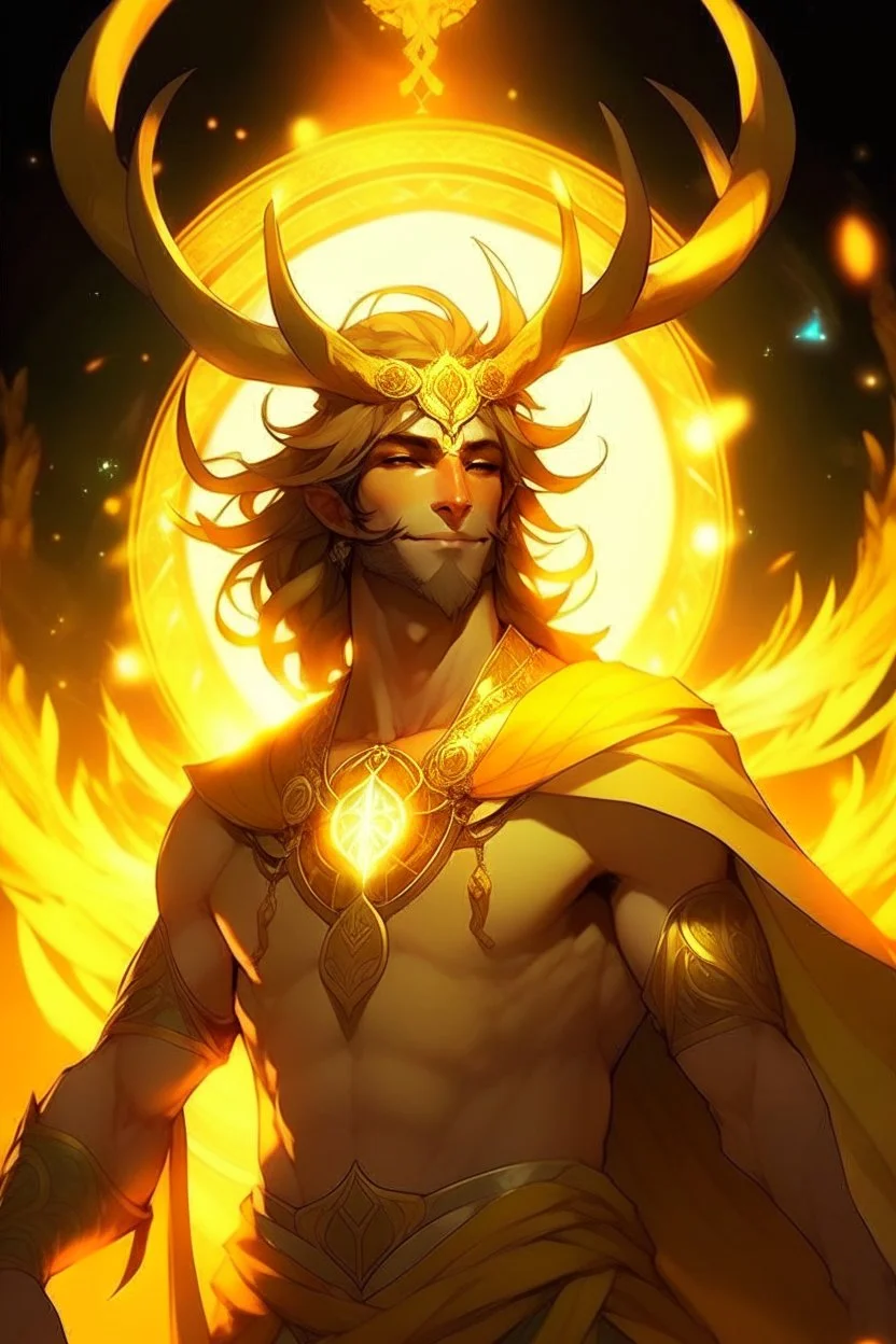 warm hair summer radiant warmth proud Eladrin Male antlers beard druid of the stars