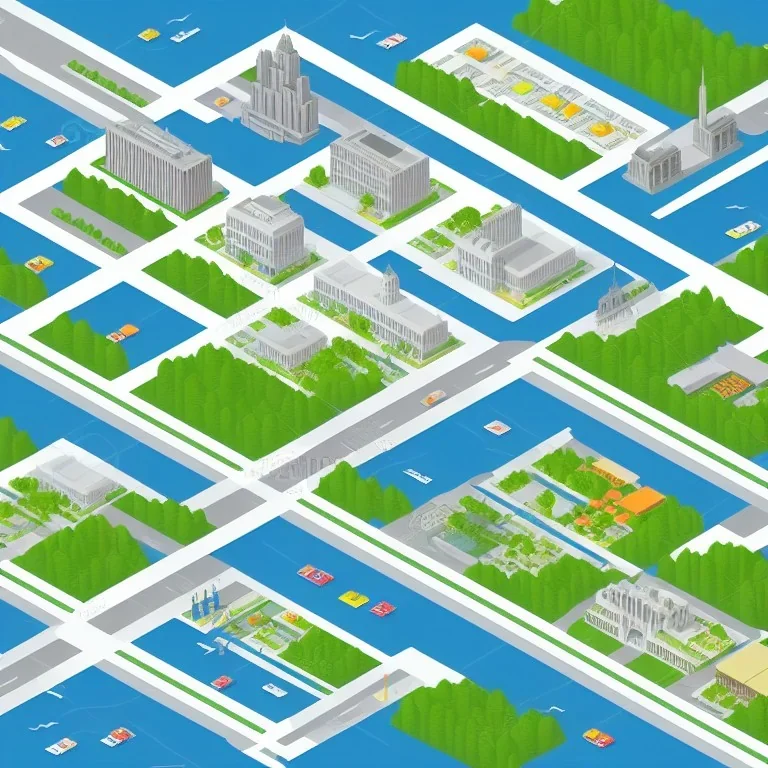 isometric architecture illustration of a city new york