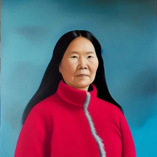 Full body portrait, painting, medium shot lady style of Inuit art