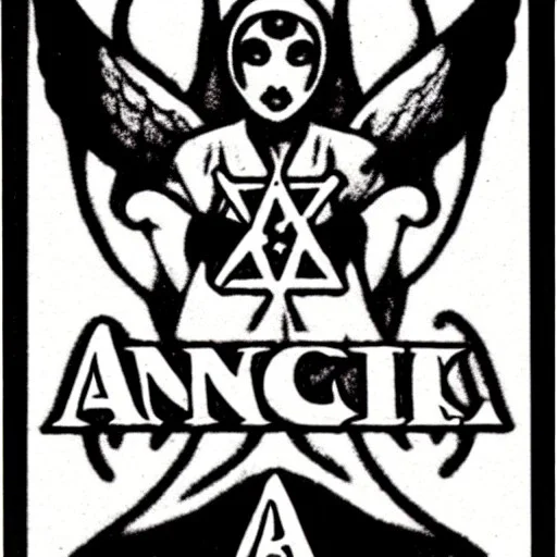 Angel code prophecy name words black and white Satan card