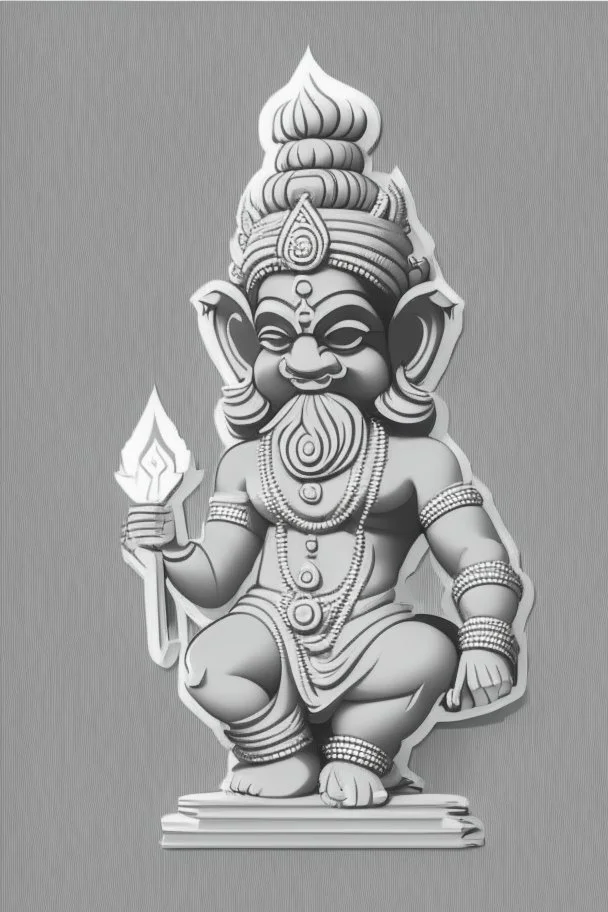 Hindu god Brahma，cute,sticker,Adobe Illustrator,grayscale,3D vector art,hand drawn, digital ,low-poly, retro aesthetic,Greek god with medium aesthetic theme, illustration, highly detailed, simple, smooth, clean vector, no jagged lines, smooth,