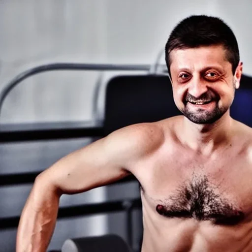 Volodymyr Zelensky WITH A BEARD wearing TANKTOP