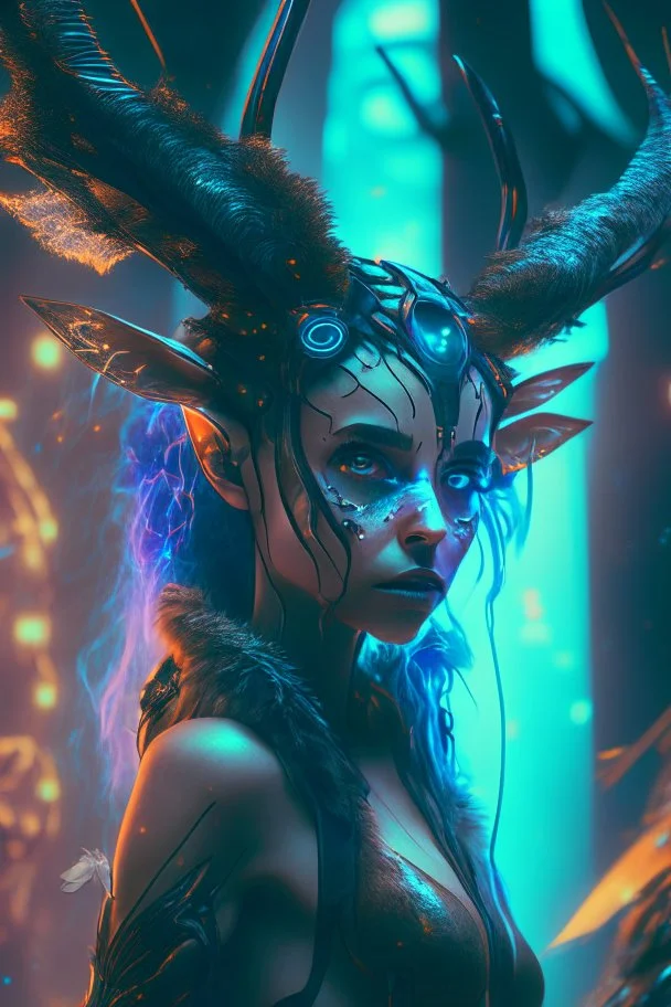 Faun fairy ,futuristic, cinematic, cyberpunk, 8k quality