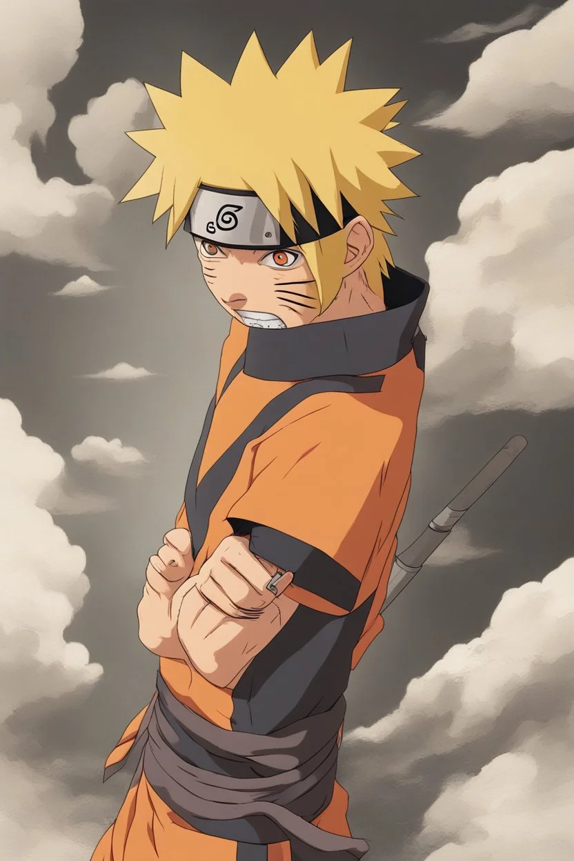 portrait of Naruto Uzumaki after a battle