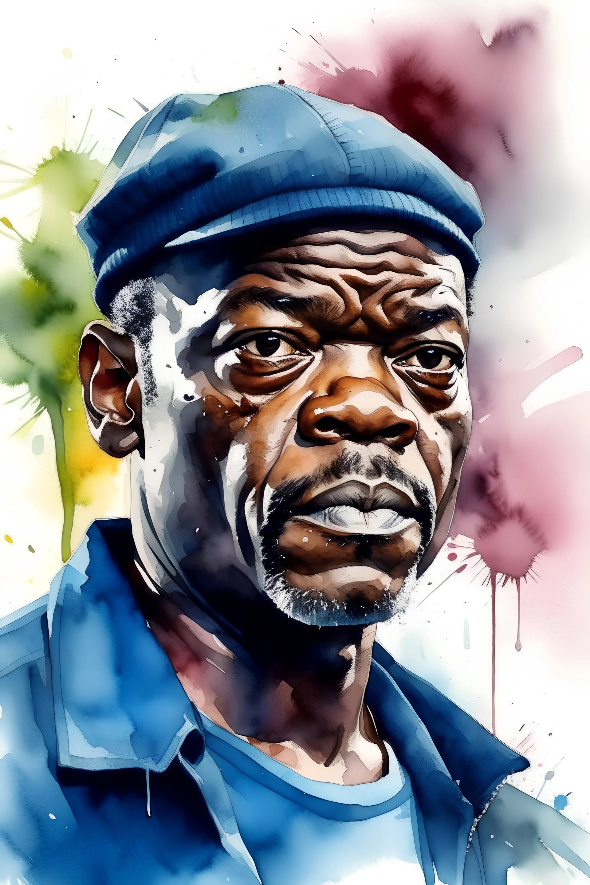 Samuel L. Jackson. water color. splash. die hard