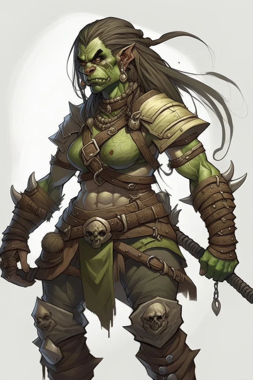 huge female orc braided ponytail barbarian dnd