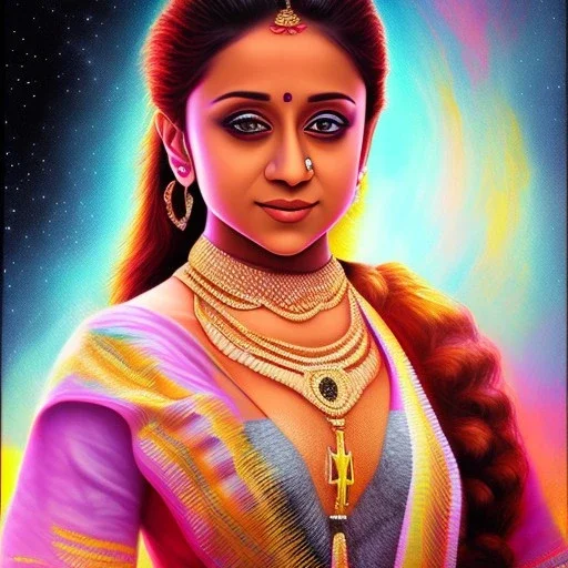 Crayon painting of Trisha Krishnan