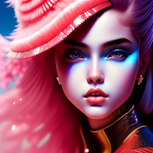 insanely detailed full body 3 d portrait of girl with pouty aerochrome ( ( ( lips ) ) ), powerful, adorable, expressive eyes, big evil grin, kawaii playful pose of a dancer, greg rutkowski, charlie bowater, yuumei, like a cute stephen gammell, unreal 5, daz, hyperrealistic, dark, dynamic lighting, fantasy art, beautiful face