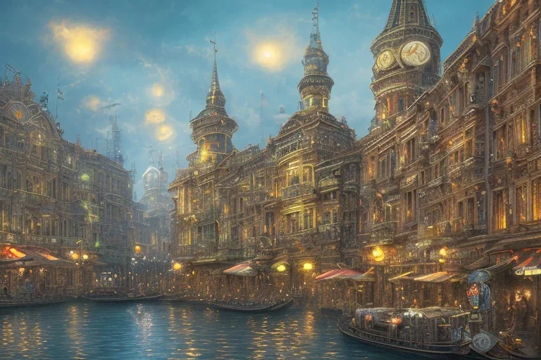 Hanoi+Train station +Colourful city+old lamp+Bar and garden on High Bridges across Skyscraper river+canals+Gothic village+European Metropolis on sea+naples alley+Torino square+trieste canals+victorian London+decòpunk Skyscraper+ +steampunk+biopunk+alphonse mucha, greg rutkowski, matte painting, cryengine, hyper detailed, felix kelly, fantasy art, seb mckinnon