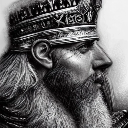 high-quality, fine-detail close-up pen and pencil sketch of king raedwald, portrait, 8k resolution, intricate, digital art, detailed matte painting, photorealistic, volumetric lighting, Rafael Augusto, Juan Francisco Casas, Anne Dittman, Anne Stokes, greg rutowski