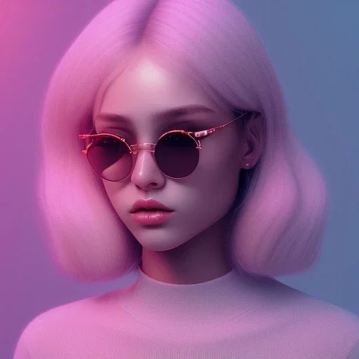 isometric clean art of symmetrical super cute cute cute girl wearing shades, full wet lips, soft lighting, overcast shadows, soft pastel gradients, high definition, 3d icon clay render, blender 3d, studio lighting, god rays, octane render, unreal engine 5