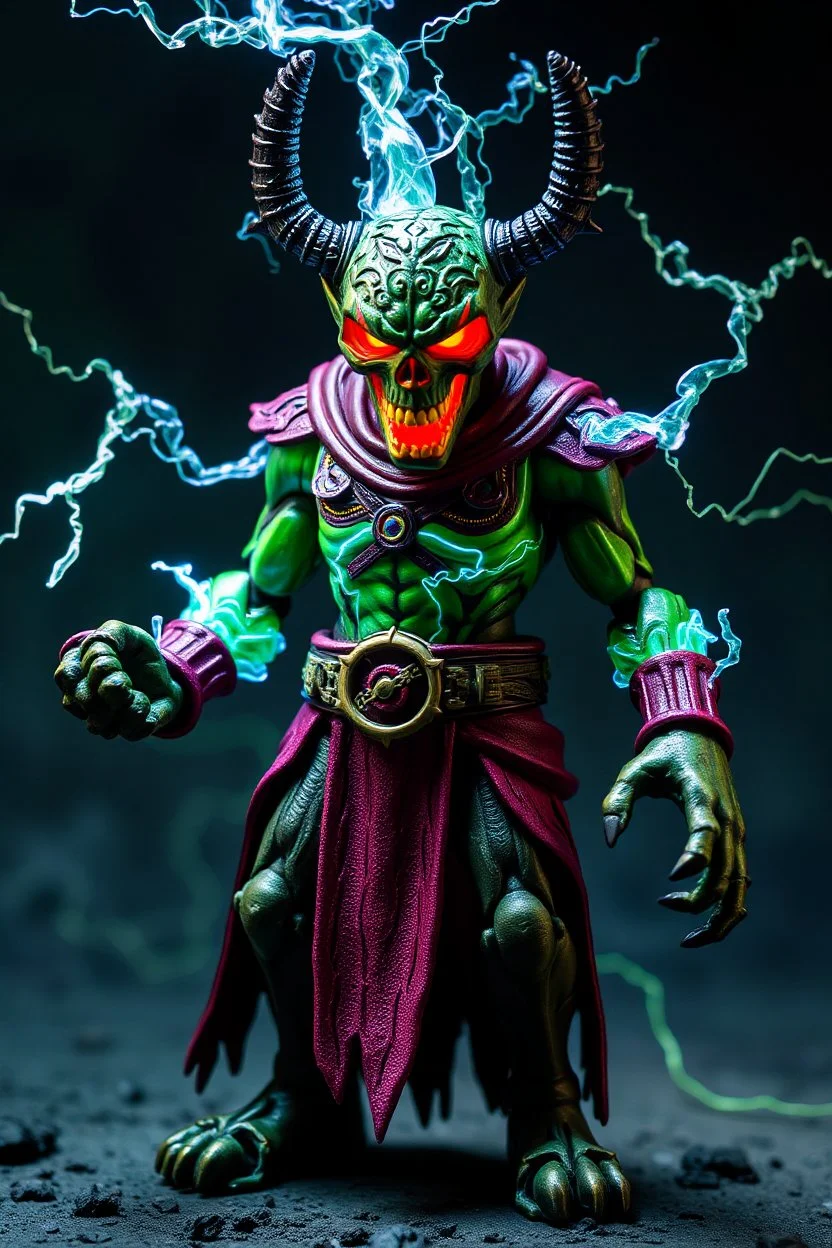 Action figure of Spam Tezcatlicpoca as an electric necromancer with clenched fists