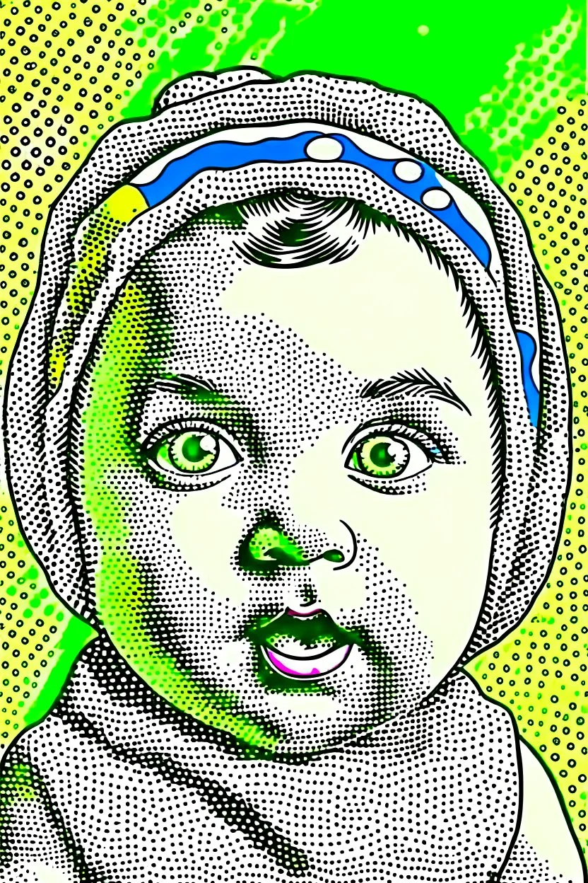 Vintage pop art style of a baby from the torah