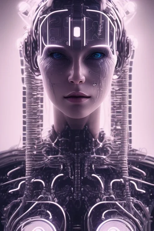 cyberpunk, head, women, portrai, face cry, eye tears, tron, cyborg, robot, cyborg, white hair, seven , perfekt, real, dream, hr giger