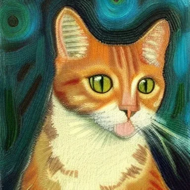 Kedi portesi, Van Gogh tarzında