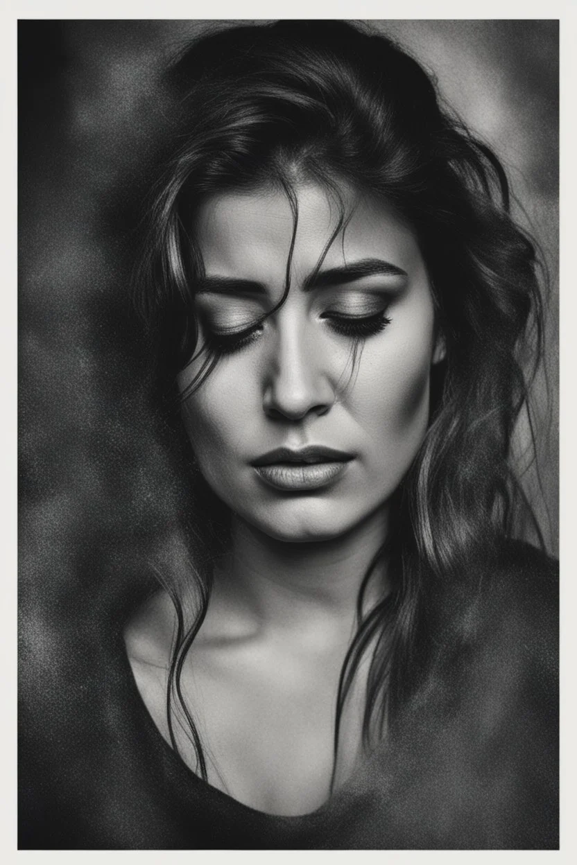 A beautiful woman with tears streaming down her face, her expression a mix of sorrow and despair.HOF, full size, (((realism, realphoto, photography, professional photographer, captured with professional DSLR camera, 64k,