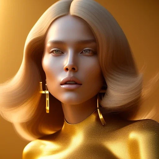 beautiful cosmic golden woman, long hair, nice smiling, magic glamour make up, delicate colors, beautiful glamour galactic golden dress, ultra sharp focus, 8k, unreal engine 5, extremely sharp detail, light effect, soft light atmosphere of a spaceship, smooth, full of details, face in front, complete vision of body