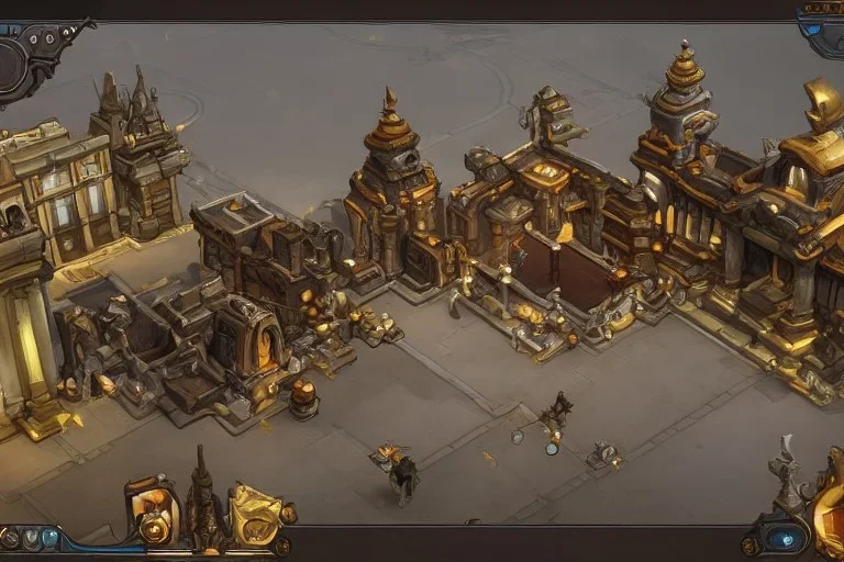 Torchlight 2 architecture made of stone and gold concept in overwatch