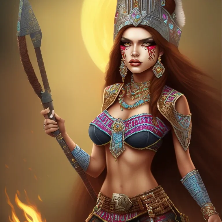 Aztec Demon Princess, Full Body Shot, Best Quality, Highly Detailed Body