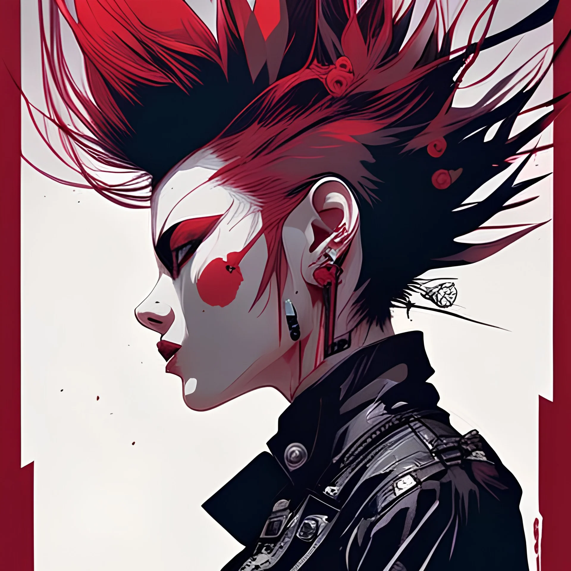 beautiful punk girl, hyper detailed, intricately detailed, illustration by <kilian eng> <Yoji Shinkawa>, darkred tones,