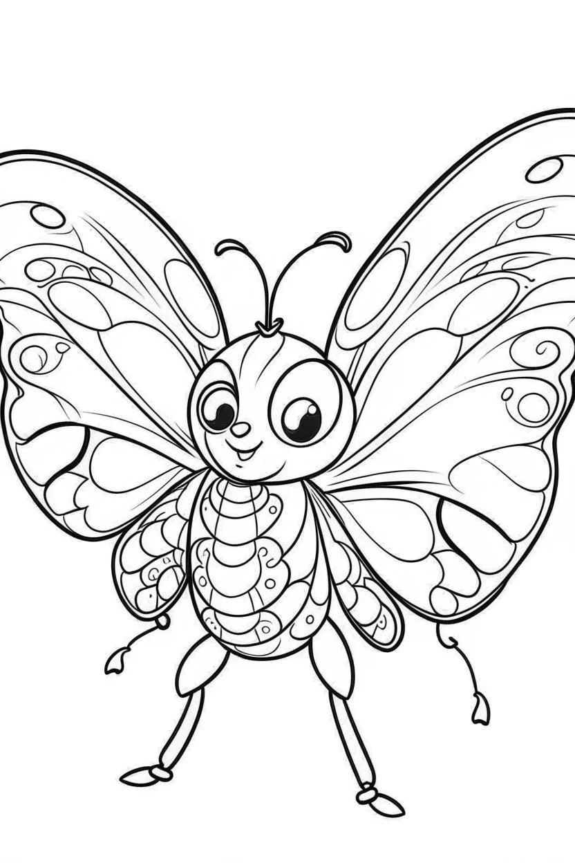 outline art for cute Butterfly coloring pages with sitch, white background, Sketch style, full body, only use outline, toddlers style, clean line art, white background, no shadows and clear and well outlined.