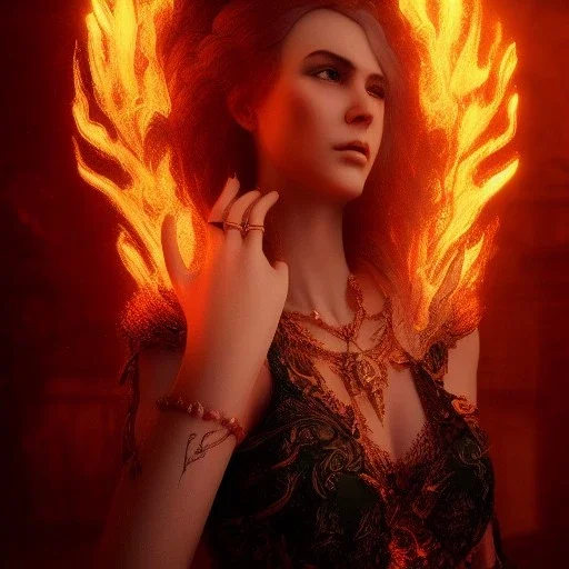 portrait of samantha prince set in fire, cinematic lighting, photorealistic, ornate, intricate, realistic, detailed, volumetric light and shadow, hyper HD, octane render, unreal engine insanely detailed and intricate, hypermaximalist, elegant, ornate, hyper-realistic, super detailed --v 4