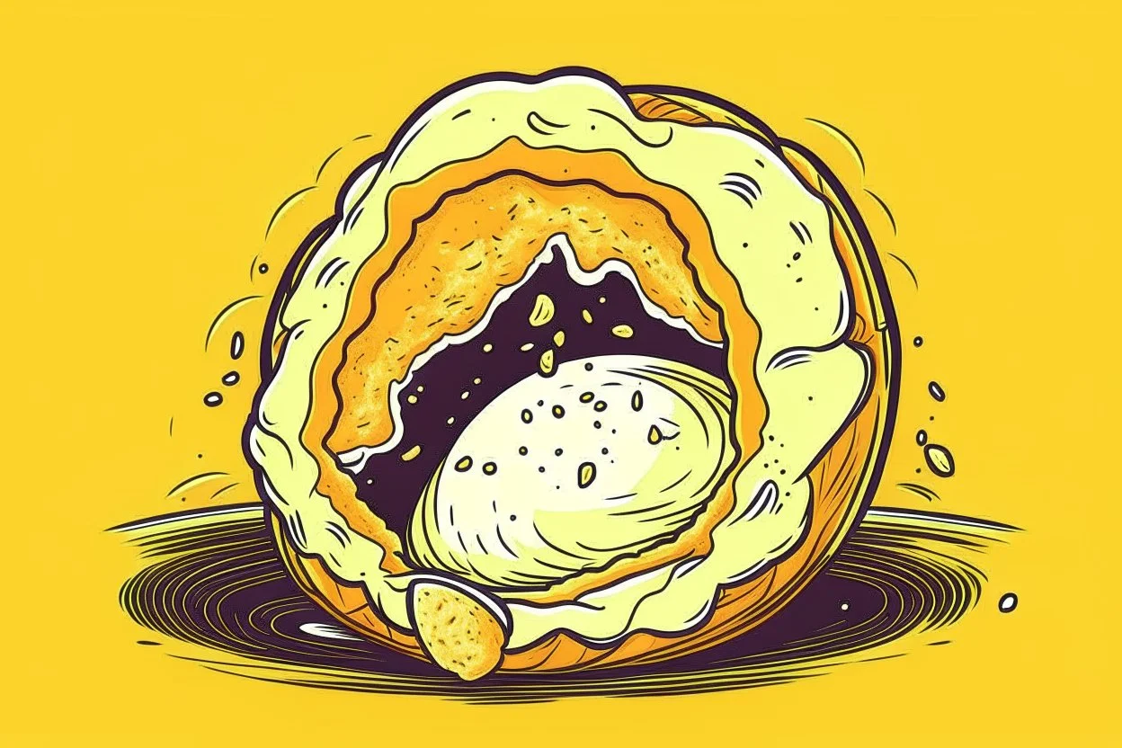 deep fried cheesecake bite, with a bite taken out clean vector style, bold outline