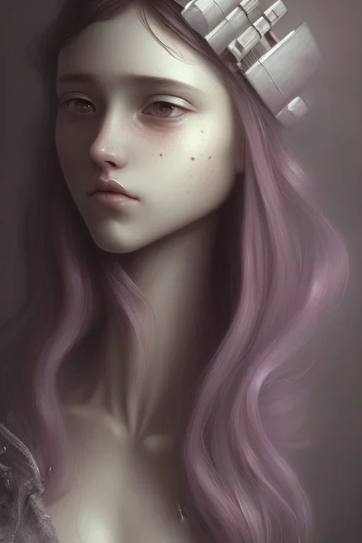 girl, high light ,purple tones, Style John Kenn Mortensen,