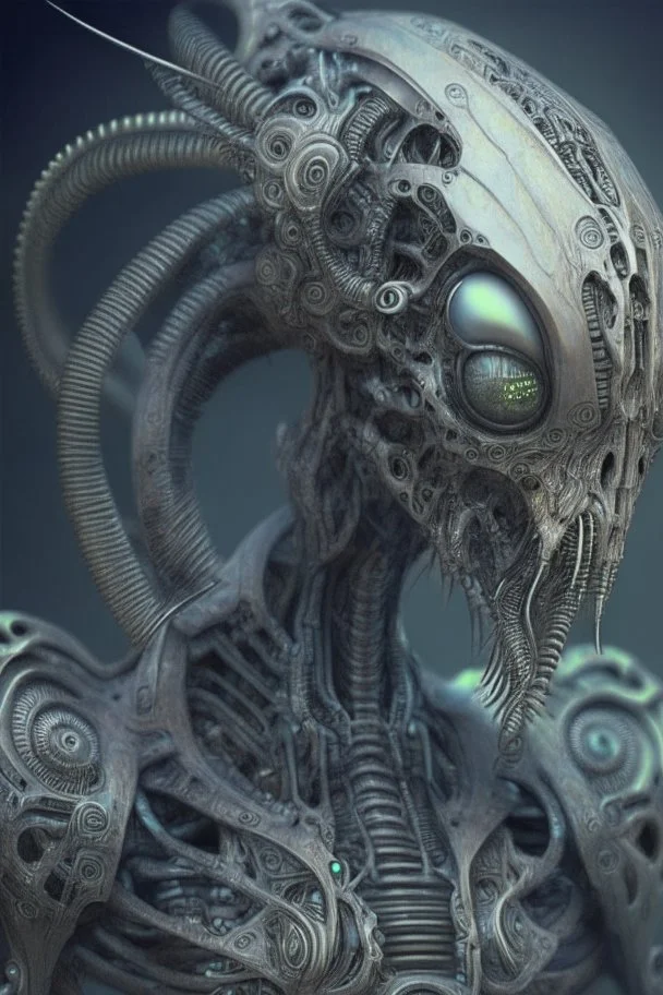 mechanical Alien cyborh,realistic, intricate